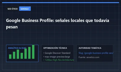 Propietario de pequeño negocio revisando su estrategia de Google Business Profile SEO en una pantalla
