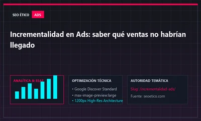 Pantalla de analítica de marketing para ilustrar incrementalidad Ads en un artículo sobre medición publicitaria
