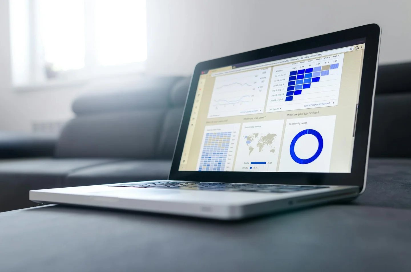 Pantalla de data analytics dashboard para ilustrar diferencias entre universal analytics y ga4