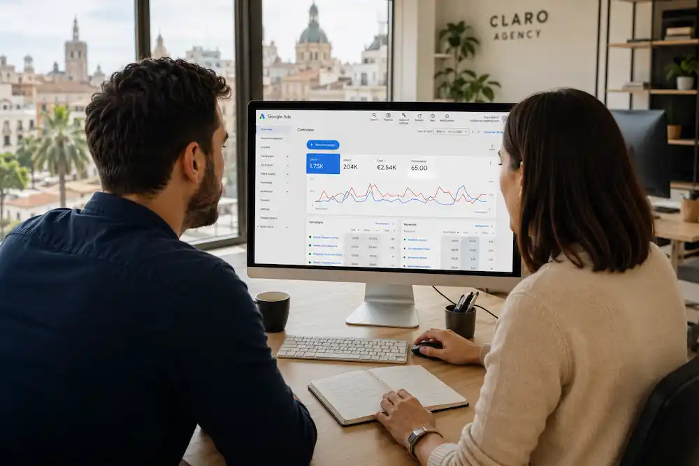 dos empleados con campañas de Google Ads