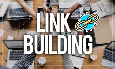 Diferencia entre enlaces y señales seo: ilustración de link building en una pantalla con un gráfico de crecimiento y enlaces conectados